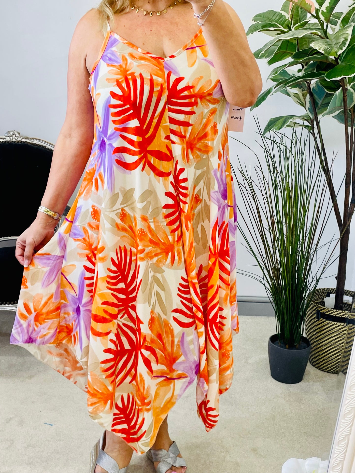 The TRACY tropical print hankerchief dress - 4 colours