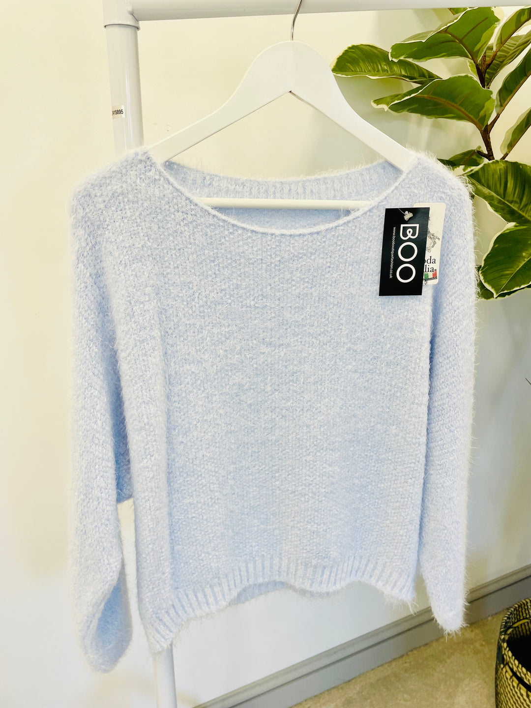 LADIES WOMENS  BABY PALE BLUE SOFT FLUFFY COSY JUMPER SWEATER