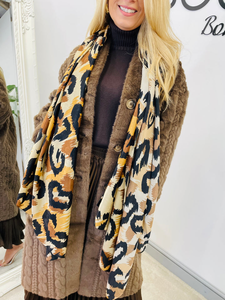 The SARA silky animal print scarf