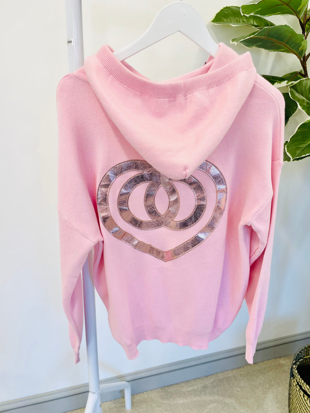 LADIES WOMENS PINK SOFT KNITTED HOODIE STYLE JUMPER SWEATER