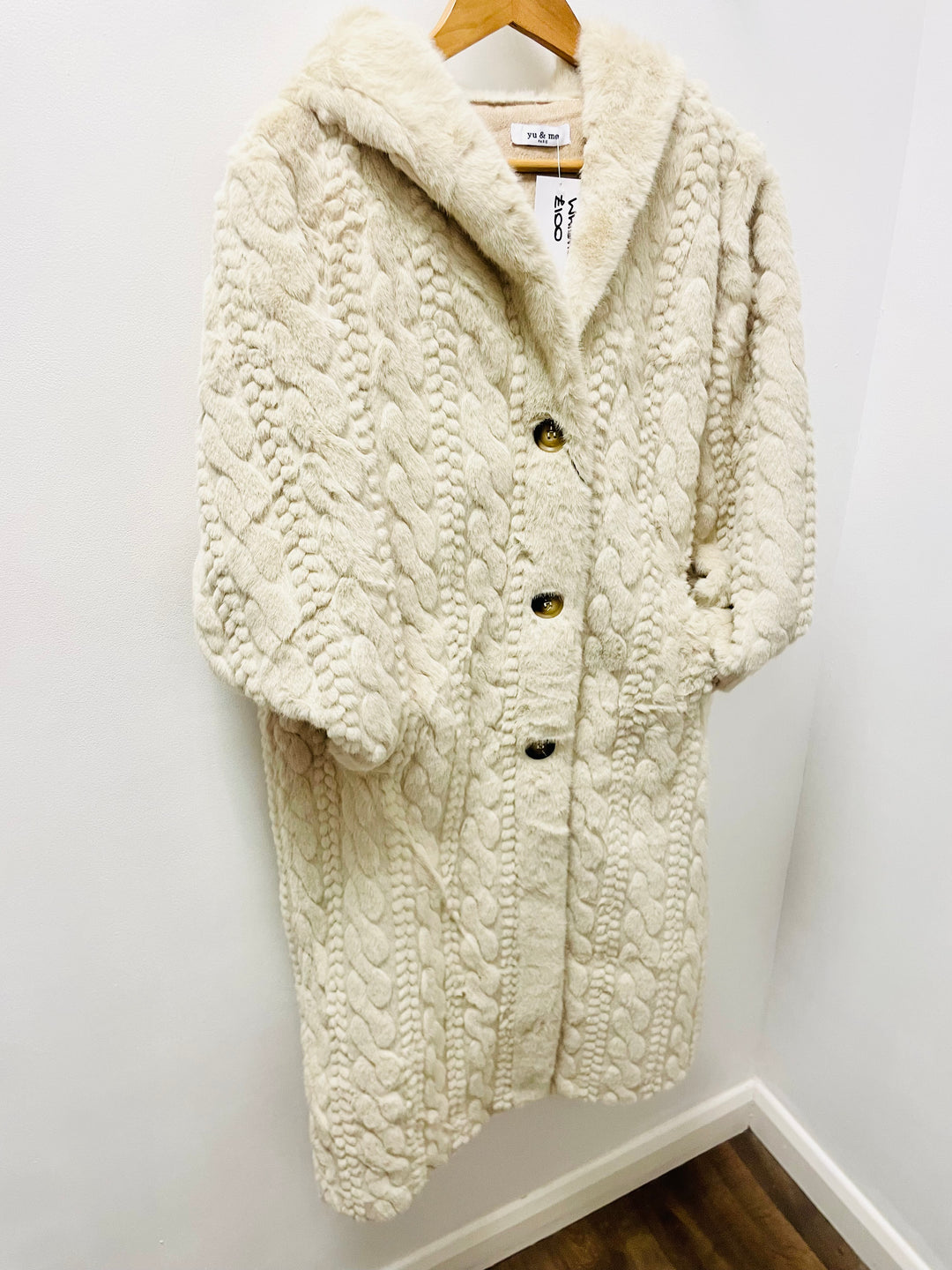 LADIES WOMENS  BEIGE LUXURY FAUX FUR COAT JACKET 