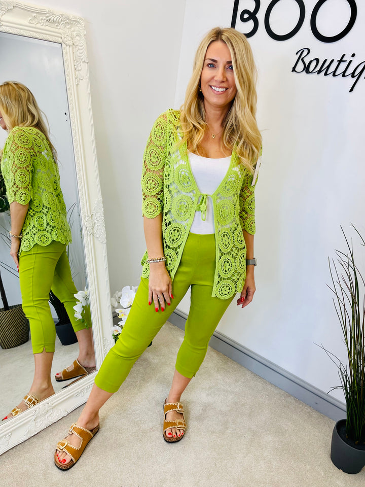 The RACHEL lime green Capri trousers