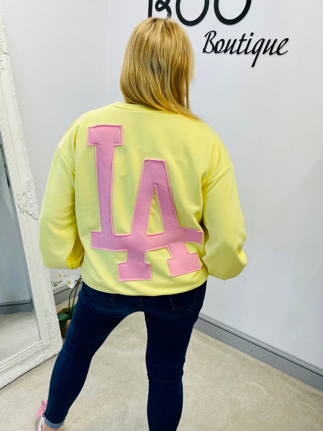 LADIES WOMENS YELLOW LA SWEATSHIRT TOP