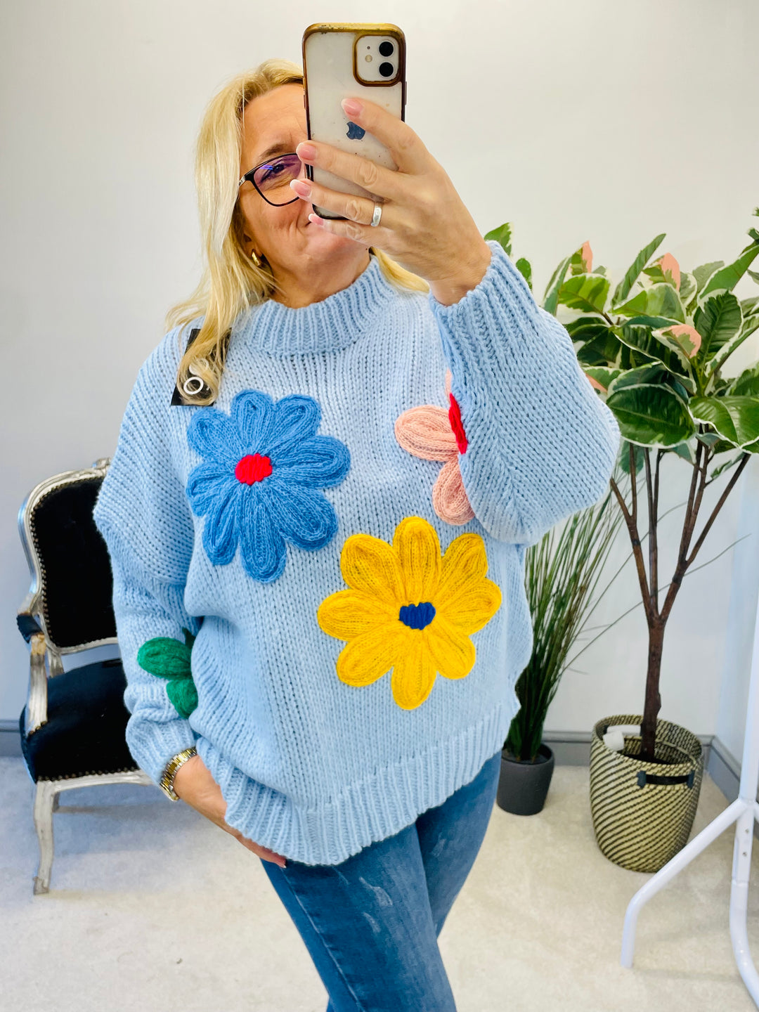 The SYLVIA blue flower jumper