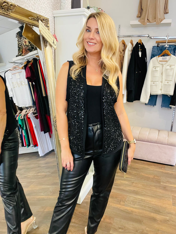 The LIESEL black sequin waistcoat