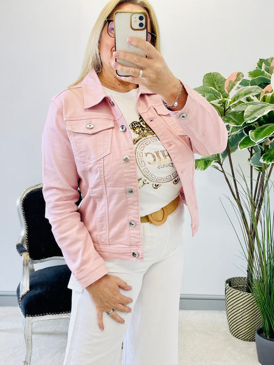 The KYLIE pink denim jacket - sizes 8 to 18