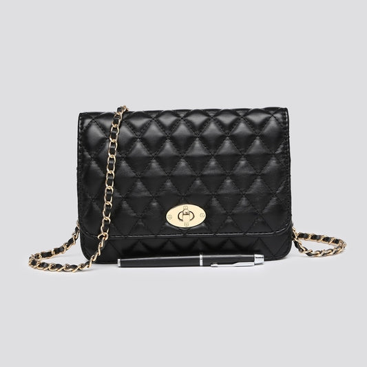 The JENNIE quilted inspired shoulder bag - black and nude