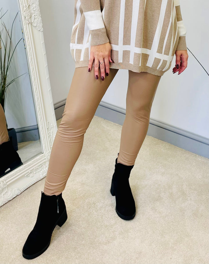 The DISCO nude pu leggings