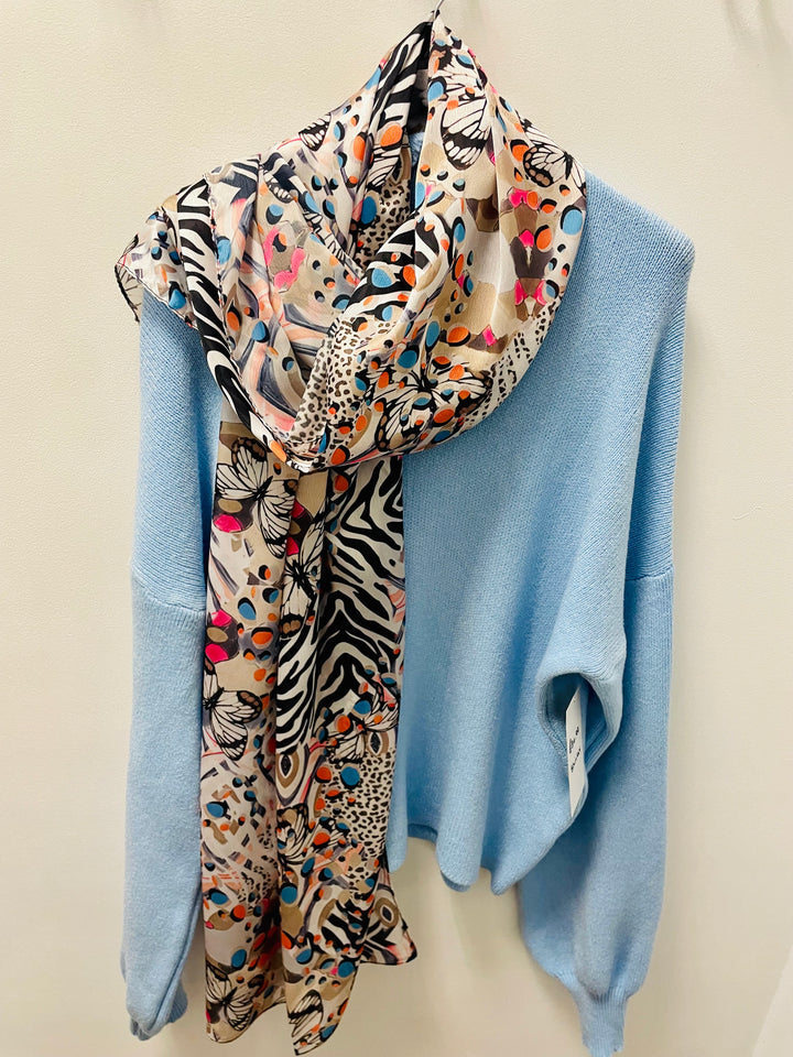 The LEANNE butterfly print satin scarf