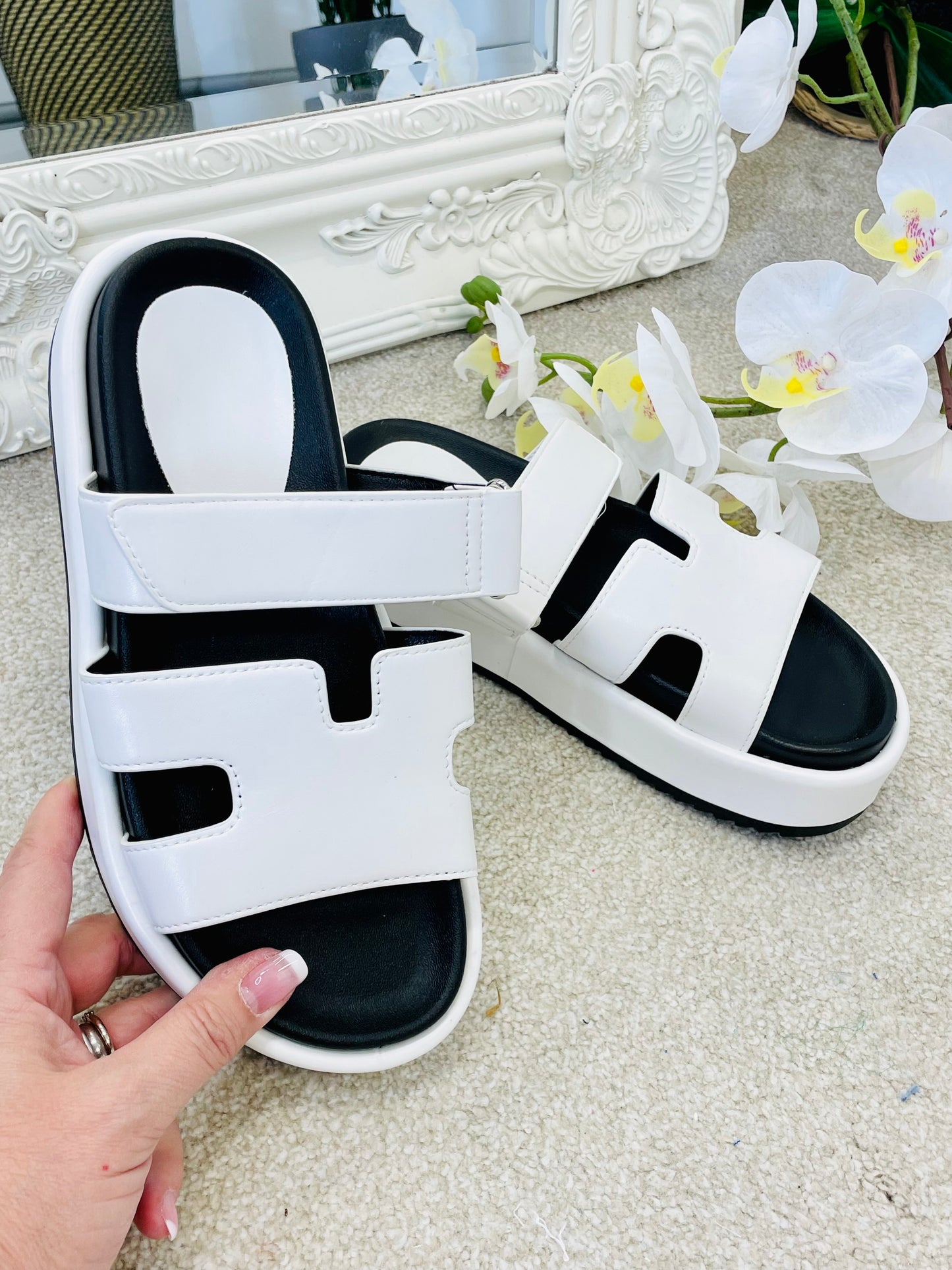 CHUNKY INSPIRED SANDALS ( DM109 ) - white 7 and 8