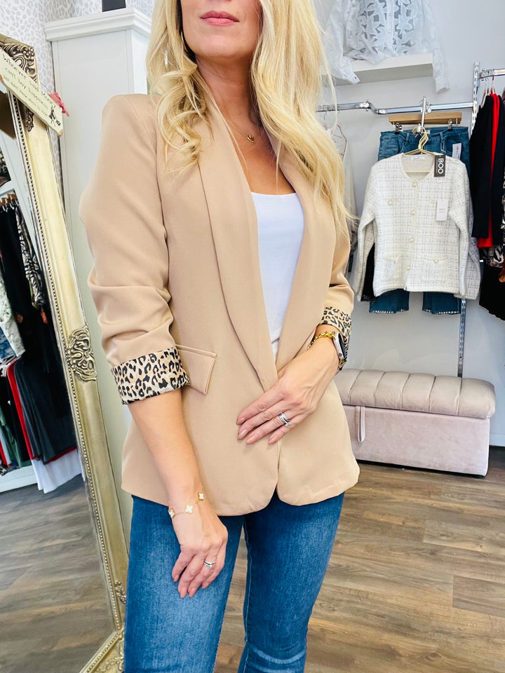 WOMENS LADIES BEIGE CAMEL BLAZER JACKET