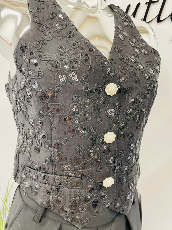 The ALANA sequin waistcoat - black and cream