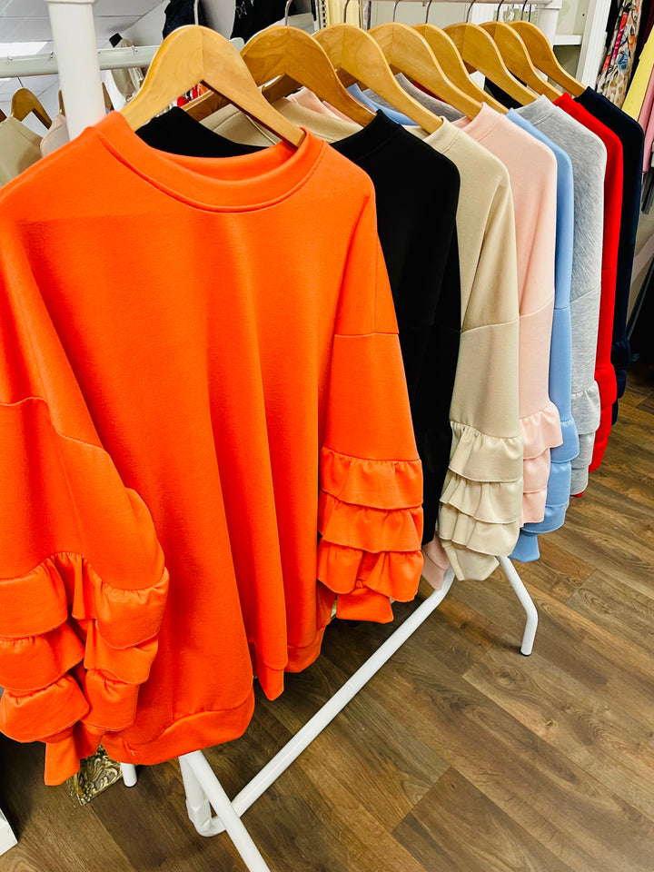 The DELLA frill sleeve top - 8 colours