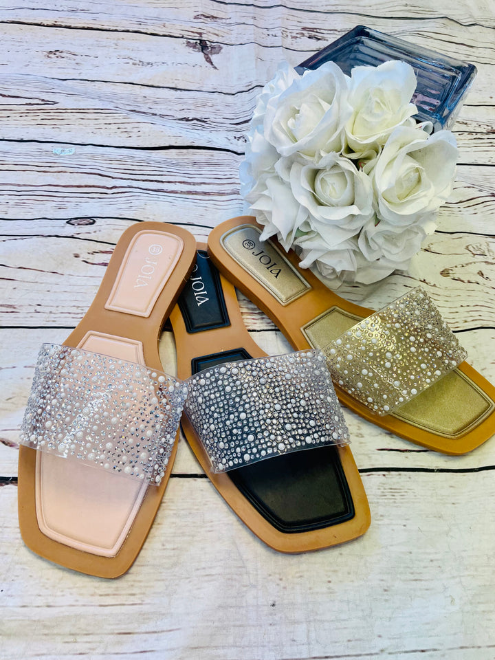 SPARKLY CLEAR SLIDER SANDALS ( CL23 ) - 3 colours