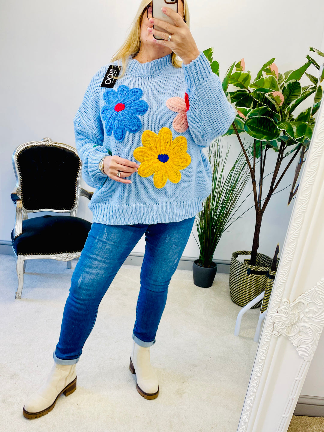 The SYLVIA blue flower jumper