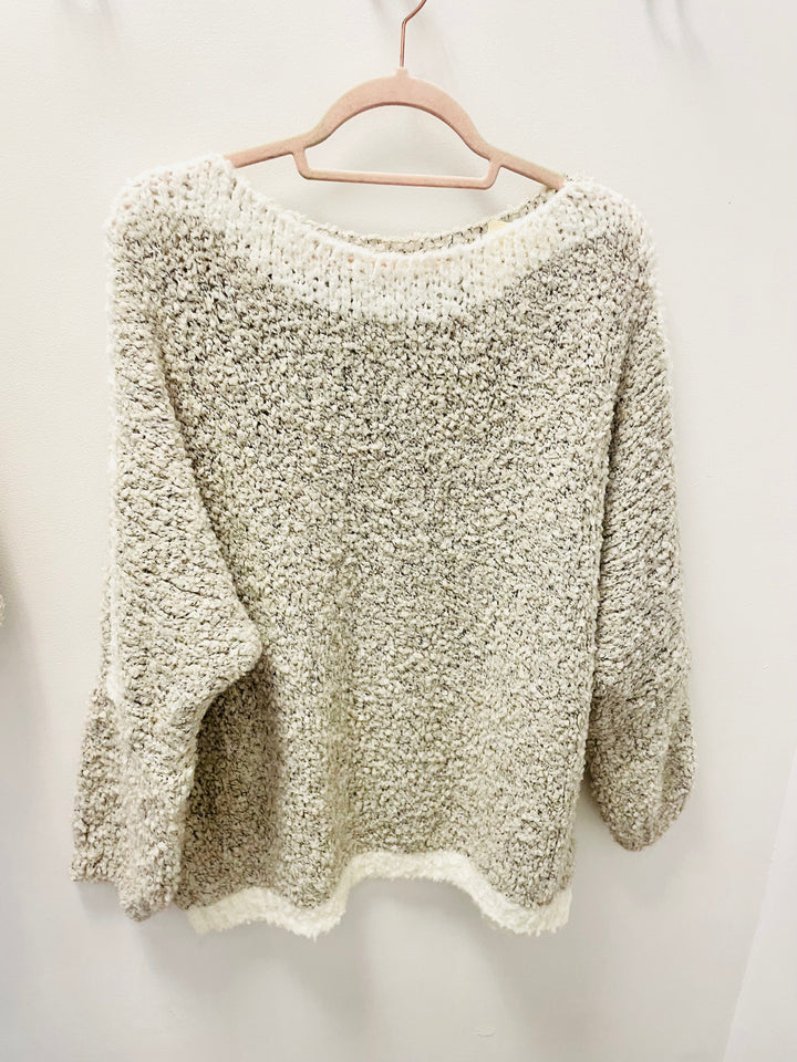 LADIES WOMENS khaki SOFT KNIT POPCORN JUMPER