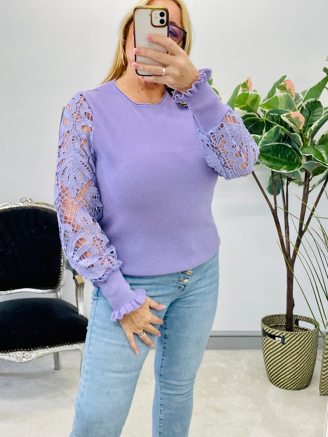 The PORTA lace sleeve jumper - 7 colours