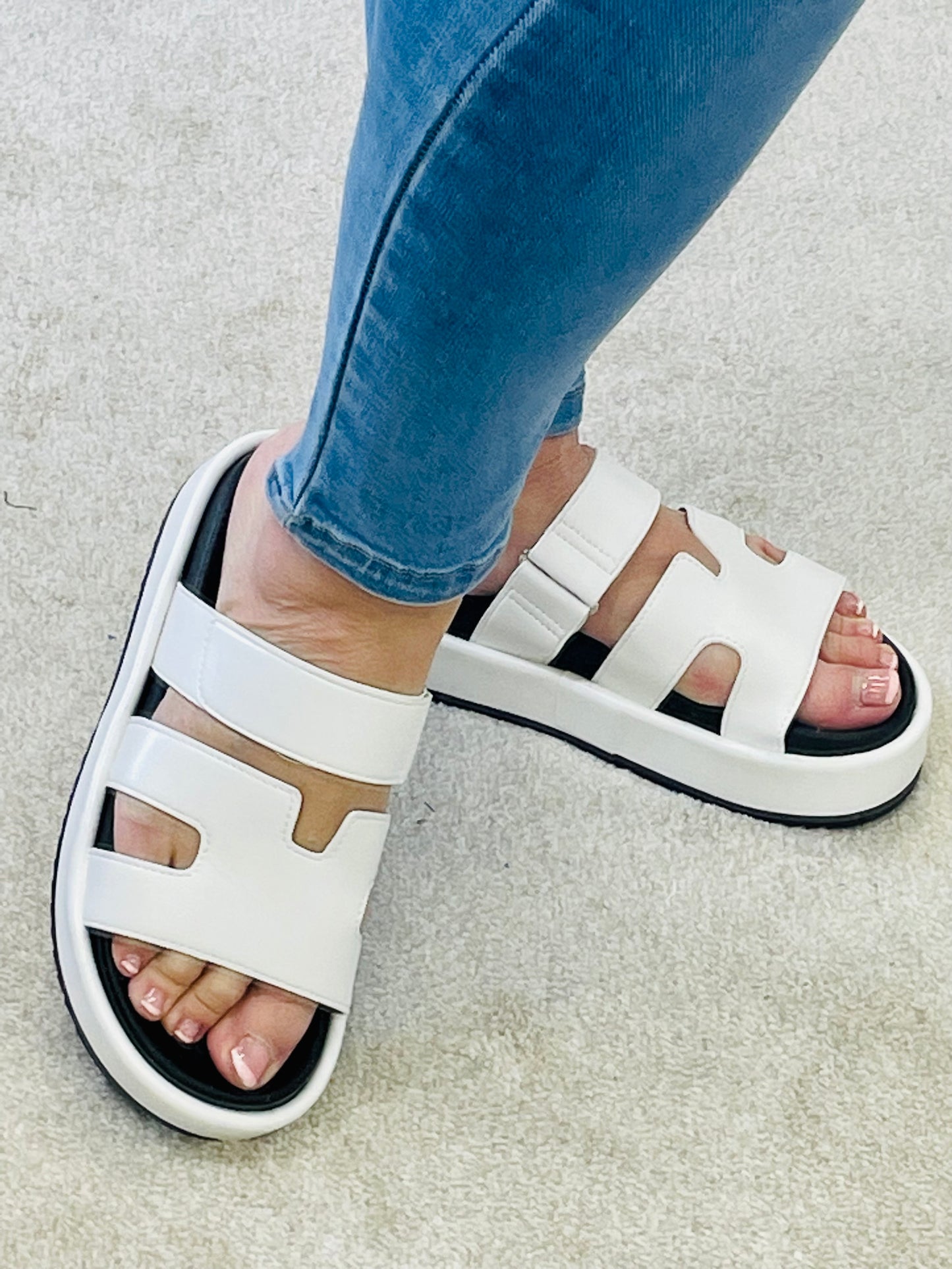 CHUNKY INSPIRED SANDALS ( DM109 ) - white 7 and 8