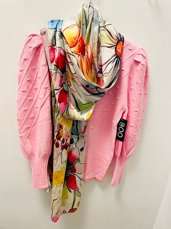 The PENELOPE satin flower print scarf