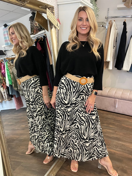 The AUDREY animal print pleated maxi skirt - 3 colours