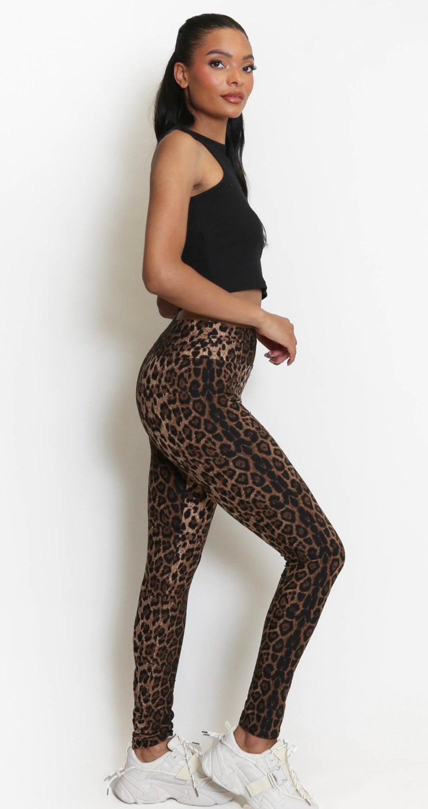 LADIES WOMENS LYCRA LEOPARD PRINT LEGGINGS