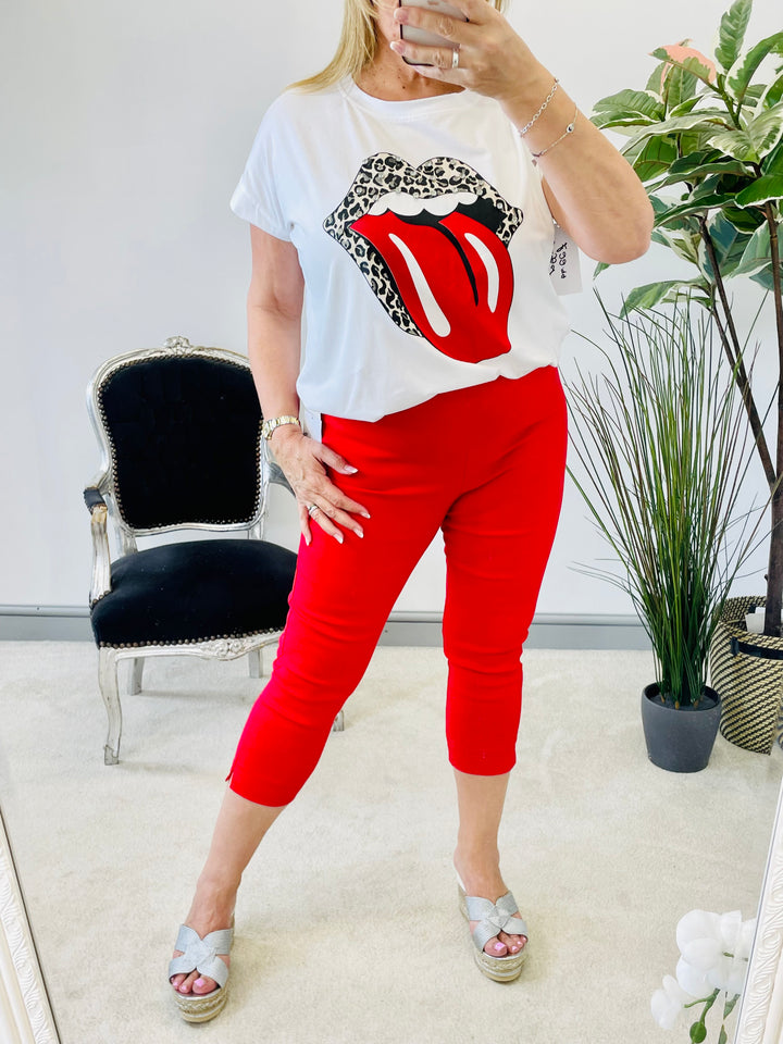 The RACHEL red Capri trousers