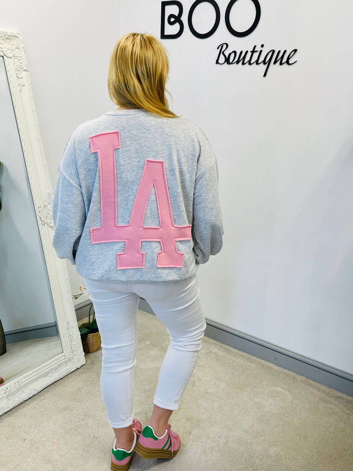 LADIES WOMENS GREY LA SWEATSHIRT TOP