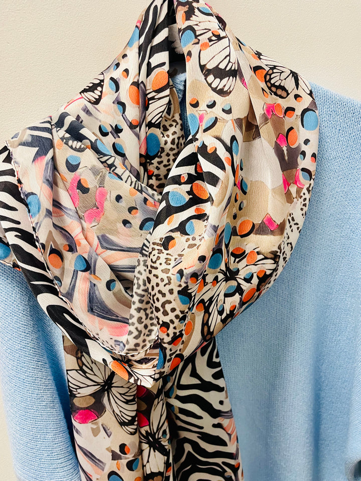 The LEANNE butterfly print satin scarf