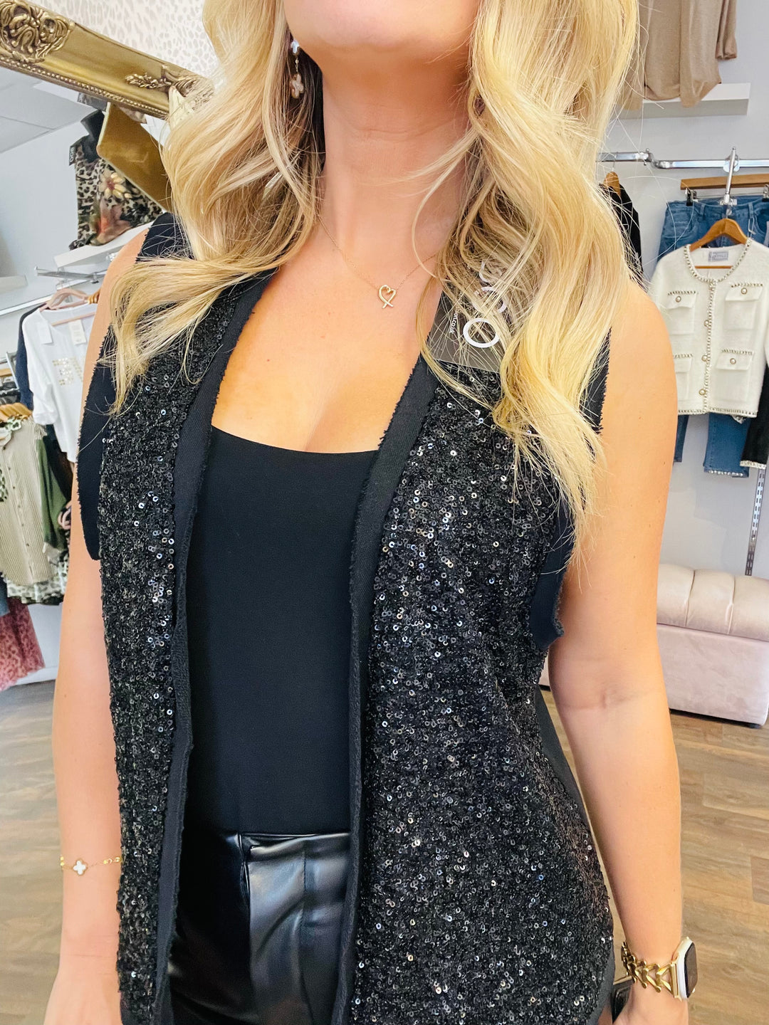 The LIESEL black sequin waistcoat