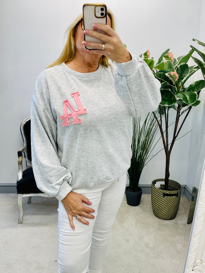 LADIES WOMENS GREY LA SWEATSHIRT TOP