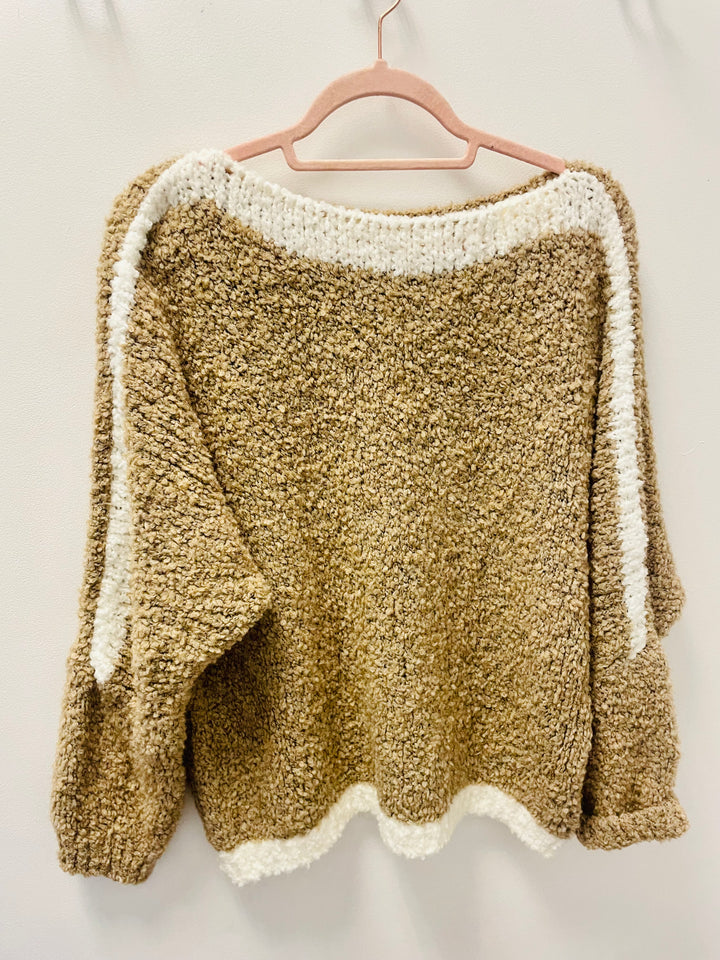 LADIES WOMENS CAMEL SOFT KNIT POPCORN JUMPER