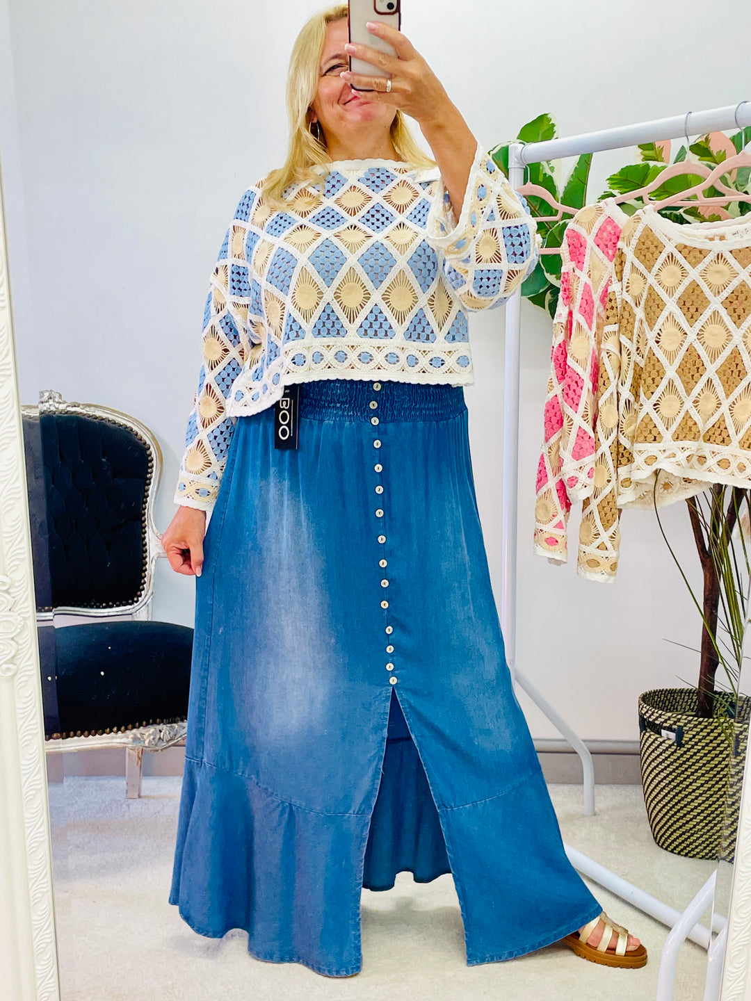 The VENETIA chambray maxi skirt