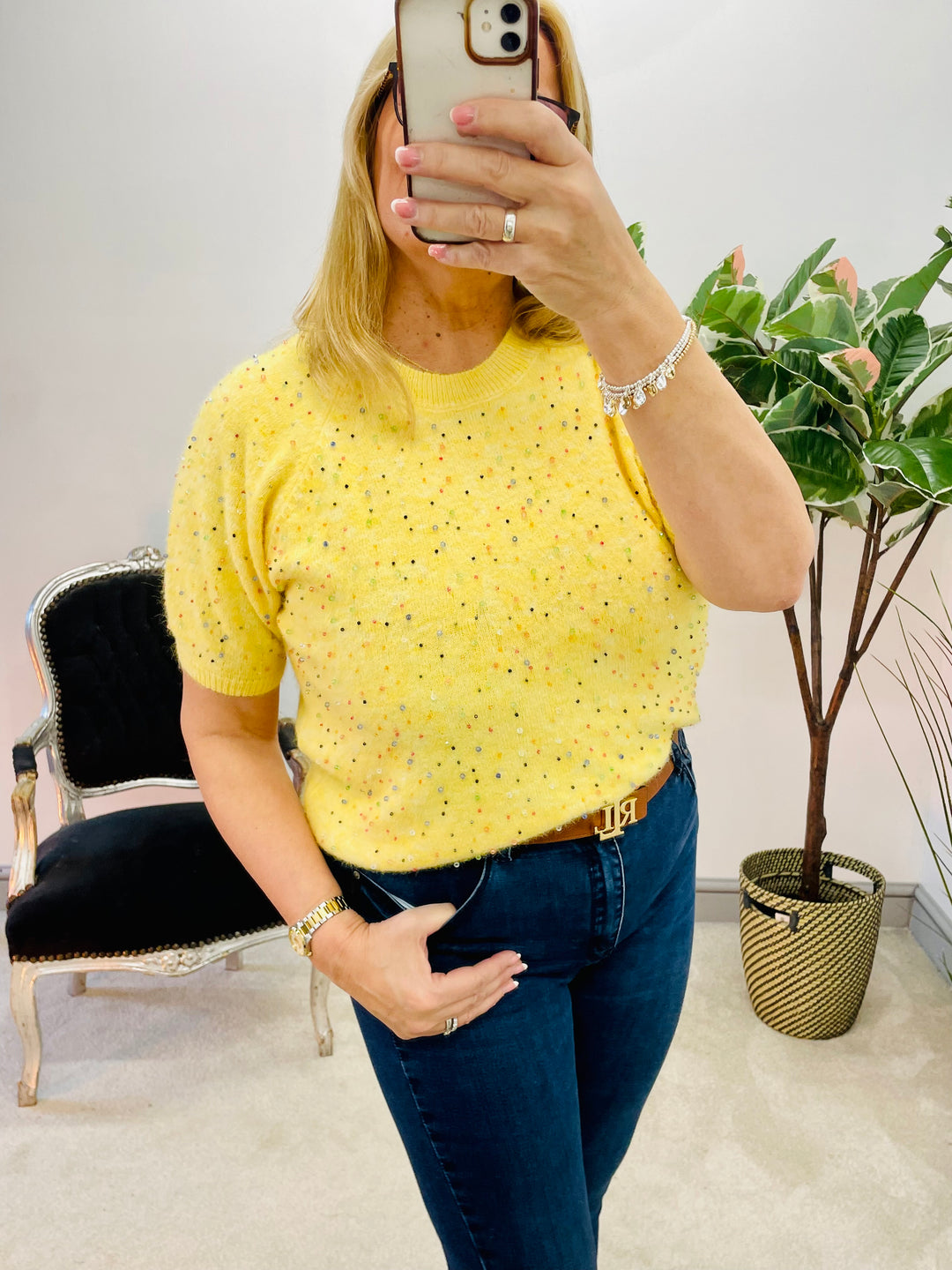 The JESSIE sparkly jumper - yellow and blue