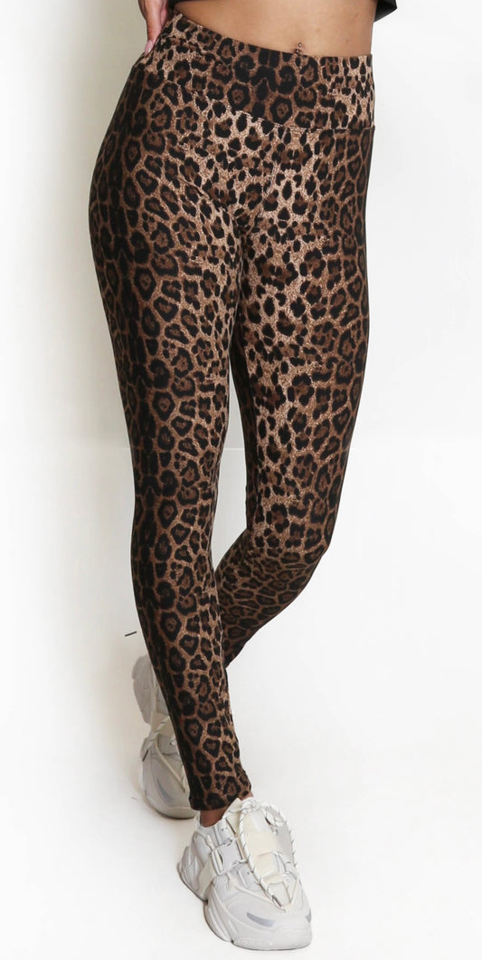 LADIES WOMENS LYCRA LEOPARD PRINT LEGGINGS