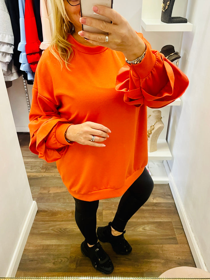 The DELLA frill sleeve top - 8 colours