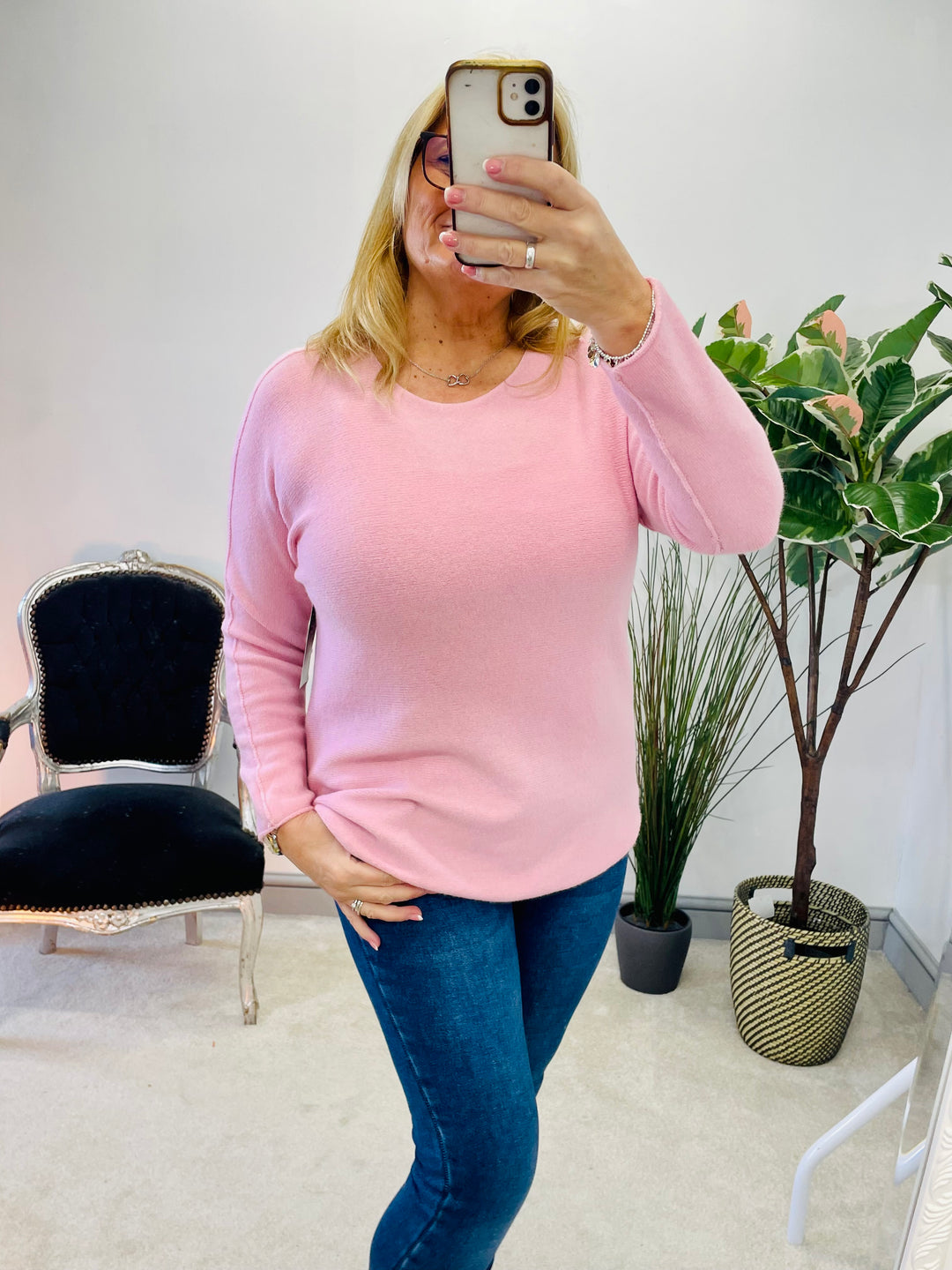 LADIES WOMENS CANDY PINK SOFT KNIT ROUND NECK JUMPER - 11 COLOURS