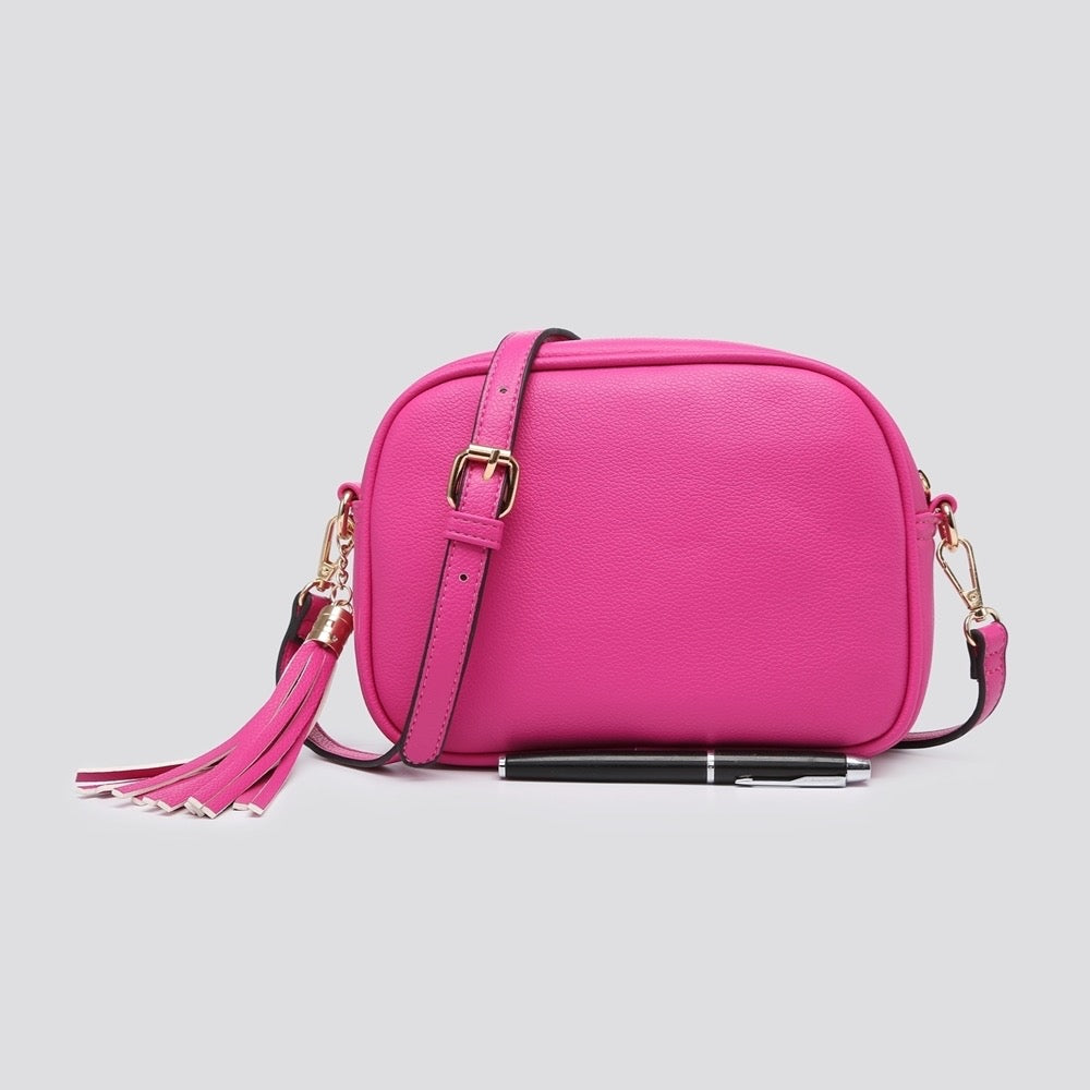 LADIES WOMENS BRIGHT PINK CROSS BODY CAMERA SHOULDER BAG