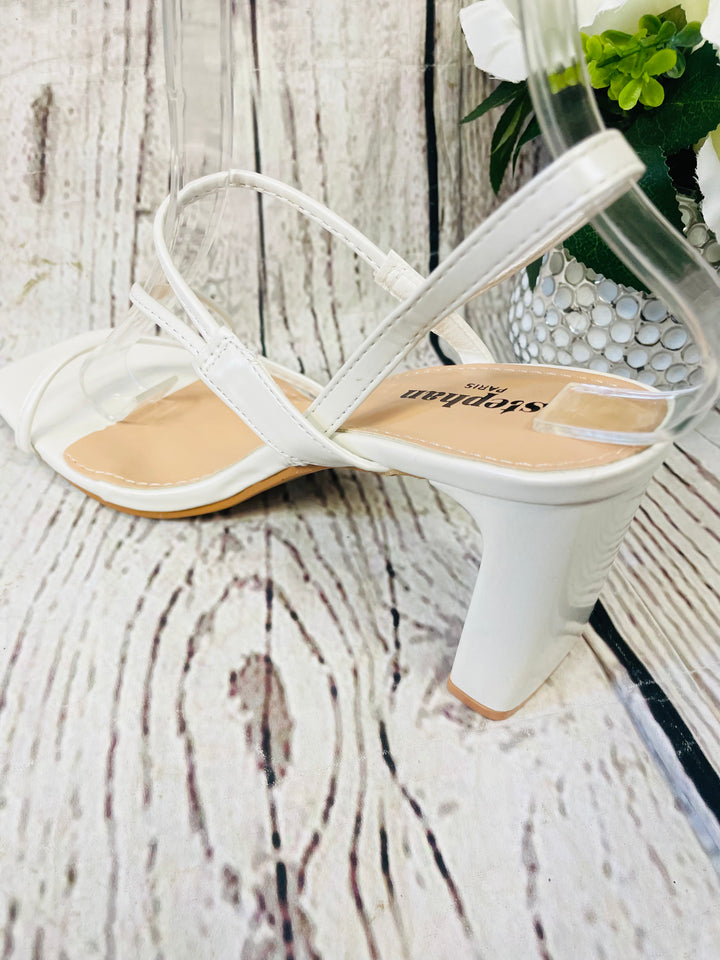 WHITE STRAPPY HEEL SANDALS ( P1300 )