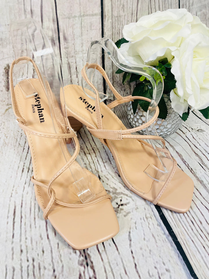 NUDE STRAPPY HEEL SANDALS ( P1300 )