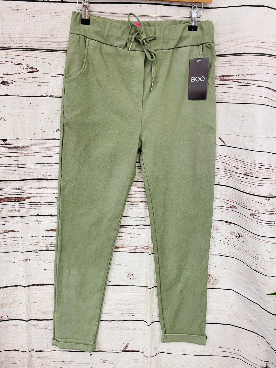 LADIES WOMENS KHAKI STRETCH SMART MAGIC TROUSERS