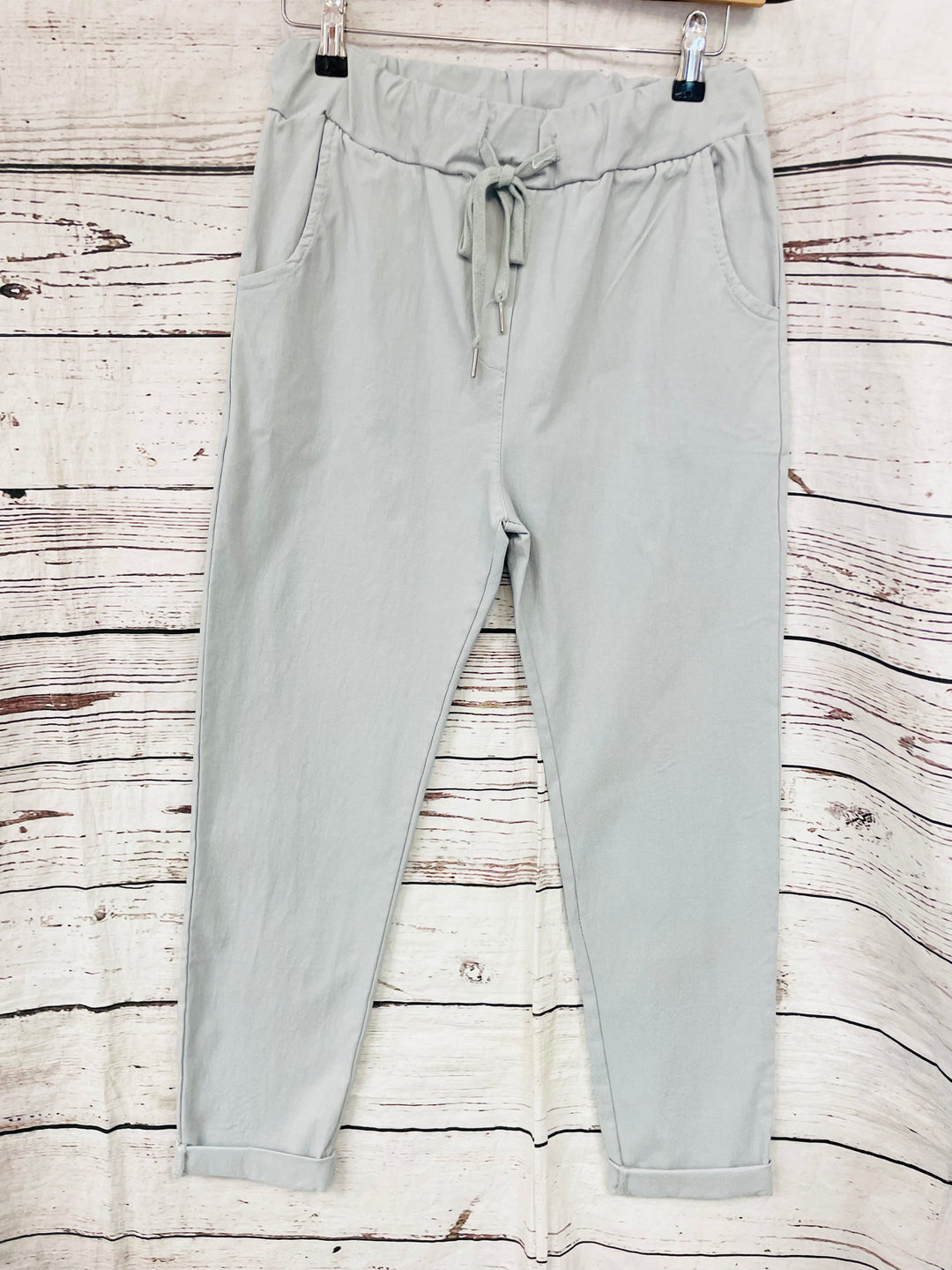 LADIES WOMENS LIGHT GREY STRETCH SMART MAGIC TROUSERS