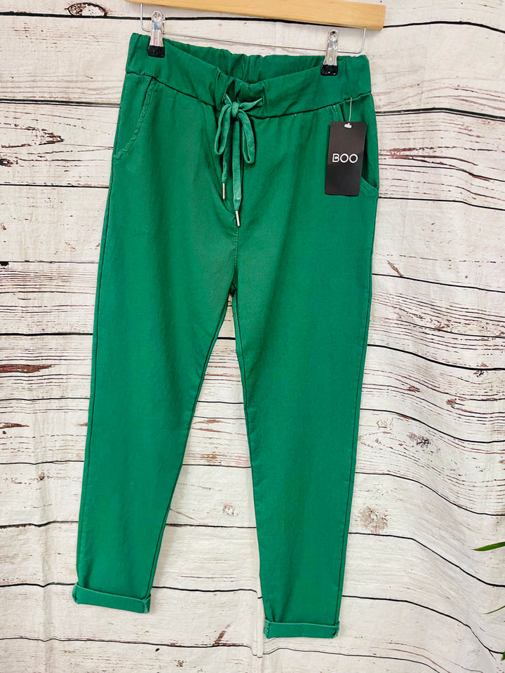 LADIES WOMENS GREEN STRETCH SMART MAGIC TROUSERS