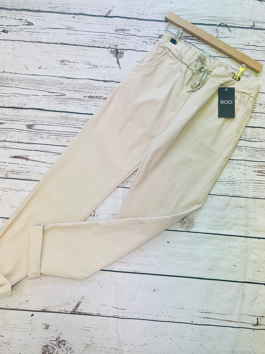 LADIES WOMENS LIGHT PINK STRETCH SMART MAGIC TROUSERS