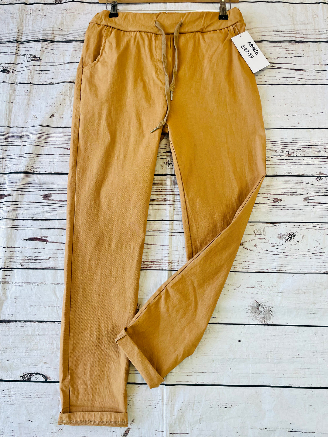 LADIES WOMENS TAN STRETCH SMART MAGIC TROUSERS