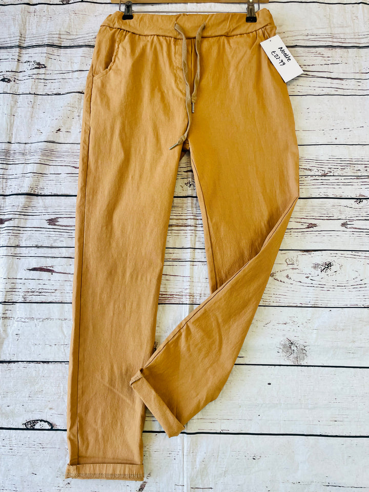 LADIES WOMENS TAN STRETCH SMART MAGIC TROUSERS