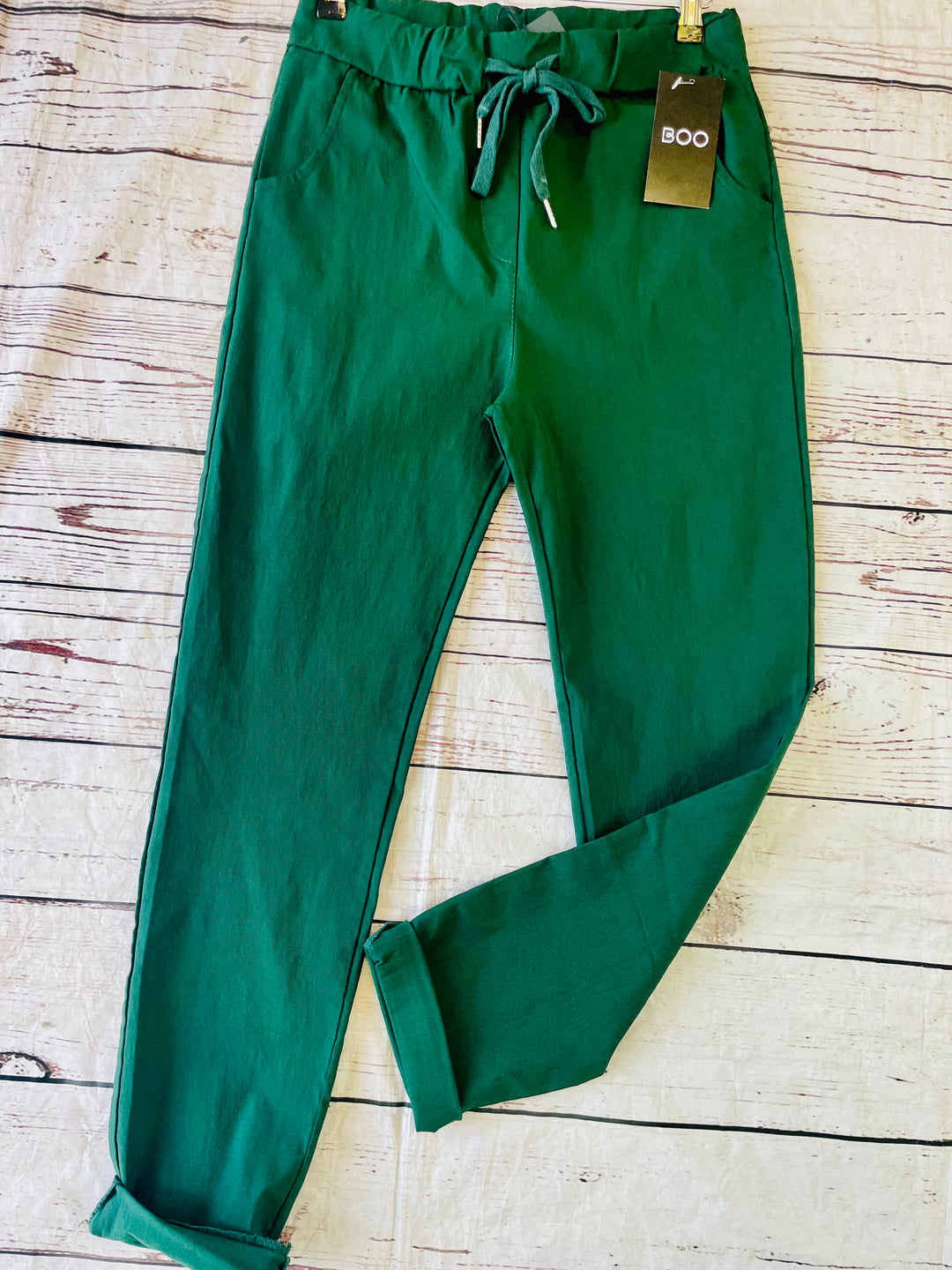 LADIES WOMENS GREEN STRETCH SMART MAGIC TROUSERS